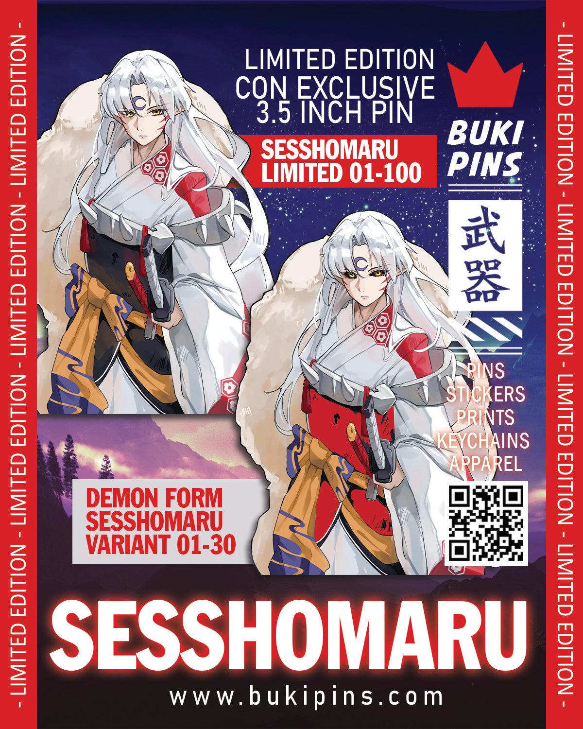 (PRE-ORDER) Limited edition Sesshomaru pin