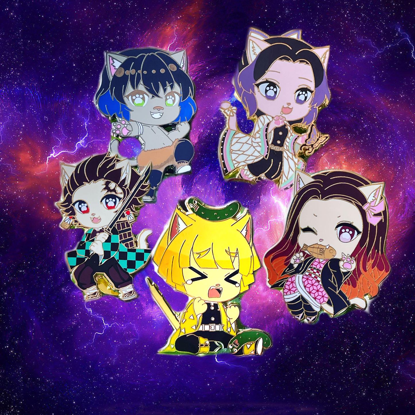 Neko Demon Slayer Pins